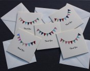 Greetings Card –  5 Beautiful Handmade Paper Bunting Thank you cards