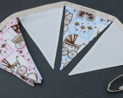 Bunting 2m Cream with Pink & Blue Baby Fabric