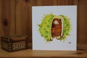 Greetings card Notelet Printed from an original watercolour HORSE CHESTNUT